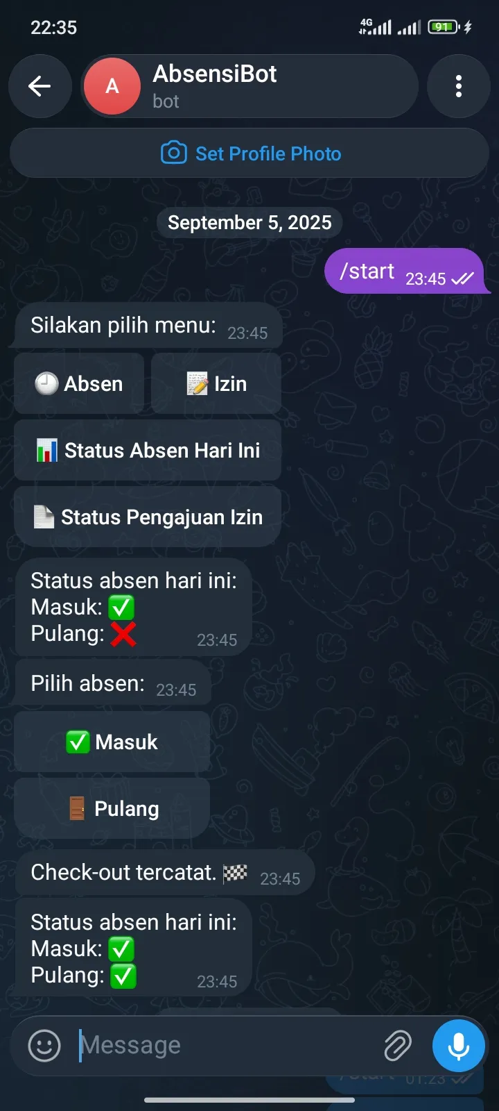 Screenshot of n8n Attendance Automation
